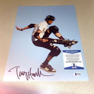 Tony Hawk Signed Autographed 11x14 Photo Pro Skateboarder Beckett Bas