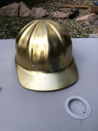 Vintage Fibre Metal Superlite Hardhat Helmet Aluminum.  Gold Color