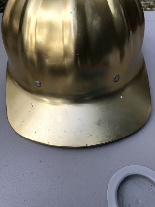Vintage Fibre Metal Superlite Hardhat Helmet Aluminum.  Gold Color 2