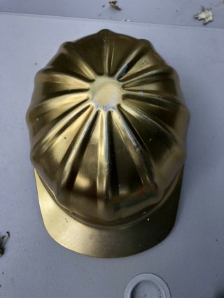 Vintage Fibre Metal Superlite Hardhat Helmet Aluminum.  Gold Color 3