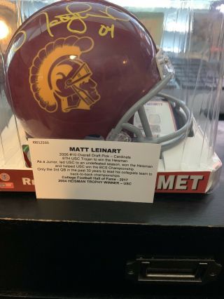 Usc Trojans Matt Leinart Mini Riddell Helmet Auto Heisman 04’ Az Cardinals