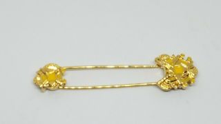 Vintage St.  John Gold Tone Yellow Enamel Large Safety Pin Brooch