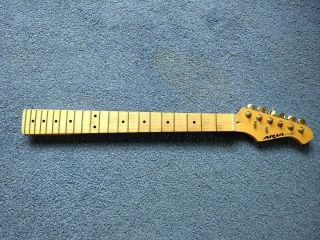 Vintage Aria Stg Strat Neck,  2 3/16 " Heel,  Fits Fender,  Frets Level,  Tuners,  Nut