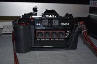 Nishika 35mm N8000 3d Camera With Leather Case And Flash Film,