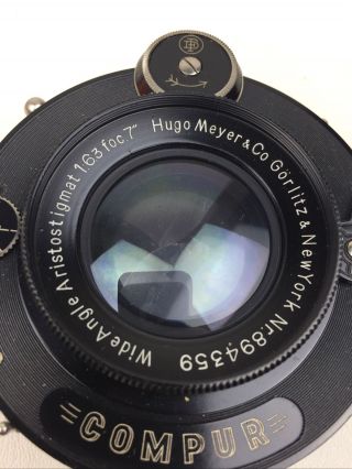 Vintage Hugo Meyer & Co.  Gorlitz & York 7” F/6.  3 Wide Angle Aristostigmat UG 2