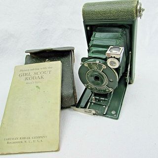 Rare 1928 Kodak Girl Scout Auto Graphic Camera W/instructions And Case