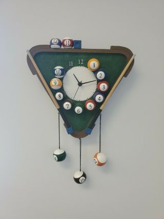 Vintage Pool Table Clock With Balls - Billiards Man Cave Pool Table Wall Art - Clock