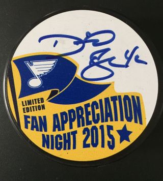 David Backes St Louis Blues Autographed 14 Fund Puck Fan Appreciation 2015