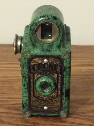 Coronet Midget 16mm Film Miniature Bakelite Box Camera,  Olive Green,  1930’s
