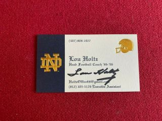 Lou Holtz (notre Dame),  " Autographed " (jsa) Business Card (scarce /vintage)