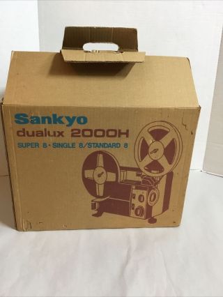 Vintage Sankyo Dualux 2000h 8 Single 8 Movie Projector W/ Box