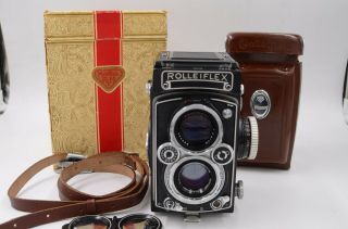 Rolleiflex 3.  5 E Tlr Camera With Xenotar Taking Lens,  Case And Box