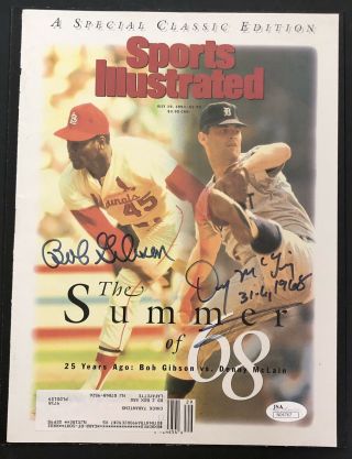 Bob Gibson Denny Mclain Signed Sports Illustrated Cover Jsa