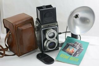 Vintage Kodak Reflex Tlr Camera With Flash And Case 1946 - 49