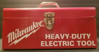 Vintage Milwaukee Red Metal Heavy - Duty Electric Tool Box Case With Inside Tray