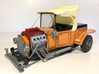 Vintage Alps Tin Battery Operated Hot Rod Custom Model T Ford Japan Toy