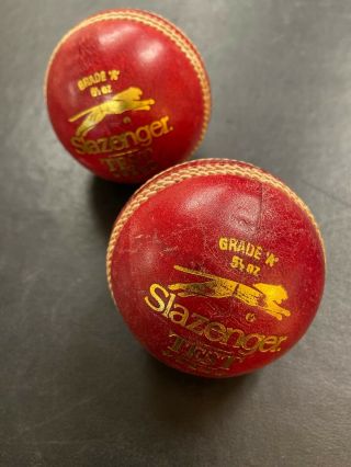 2 Vintage Slazenger Grade A Cricket Balls Made In England Test Red