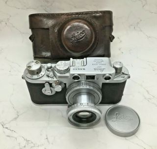 Leica Vintage Iiif Red Dial Dbp 35 Mm Rangefinder Camera Ernst Leitz Gmbh Lens