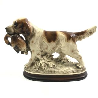 Vintage Hunting English Setter Dog With Duck Figurine M Takai Porcelain Signed
