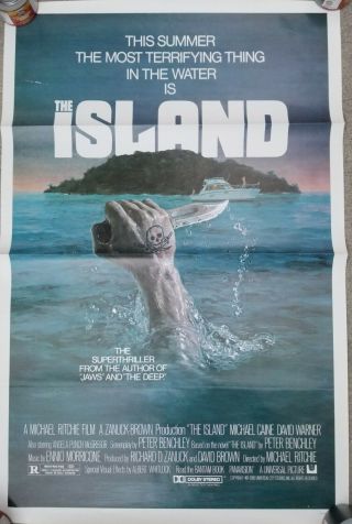 Vintage 1980 The Island One Sheet Poster Caine Warner Ritchie Benchley Pirates