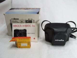 Vintage Minolta Hi - Matic 7sii Camera W/rokkor 1:1.  7 F=40mm Lens—carry Case Incl.
