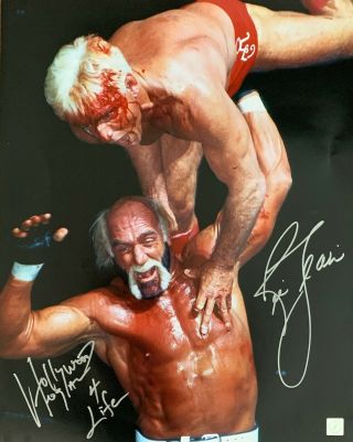 Hollywood Hogan & Ric Flair Autographed 16x20 Photo Asi Proof Last One
