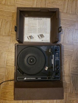 Vintage Audiotronics 328v Portable Record Player Turntable 78 33 45 In Case 328