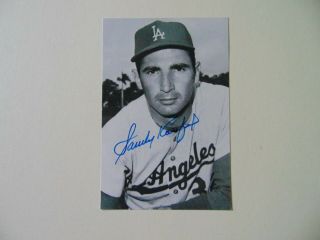 " Los Angeles Dodgers " Sandy Koufax Hand Signed 4x6 B&w Photo
