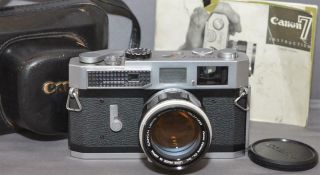 Vintage Canon 7 Rangefinder Camera W/ 1.  4/50 Lens,  Instr. ,  And Case