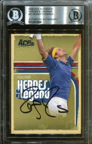 Roger Federer Signed 2006 Ace Authentic Heroes Card Autograph Beckett Auto Bas