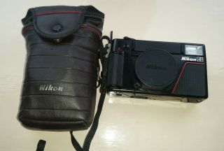 Nikon L35af 35mm F2.  8 1000 Asa Point & Shoot Film Camera & Case And Strap