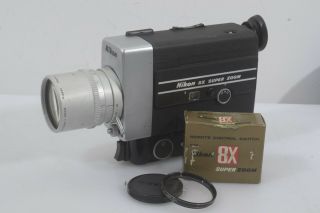 Exc,  Nikon 8x Zoom 8 Movie Camera W/wired Remote Switch,