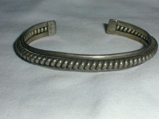 Vintage Tahe Navajo Sterling Cuff Bracelet W/ Coiled Center