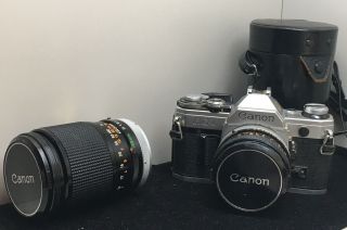 Canon Ae - 1 35mm Camera With 50mm Fd 1.  8 Sc & 135mm 2.  5 Sc Lens,  Case All Canon