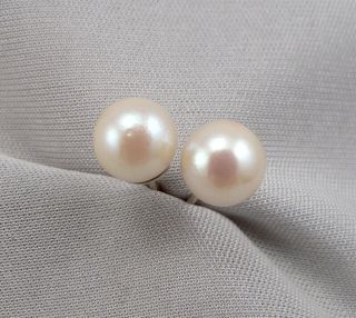 Vintage 14k Gold 6.  7mm Cultured Pearl Solitaire Stud Pierced Earrings 1.  3g