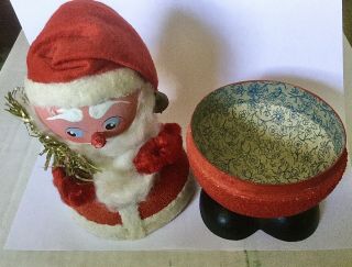 Vintage German Santa Claus Candy Container Nodder Bobble Head Christmas Decor 3