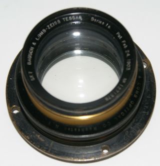 Bausch & Lomb Zeiss Tessar 5x7 Series 1c Lens Pat.  Feb.  24,  1903 W/ Mounting Ring