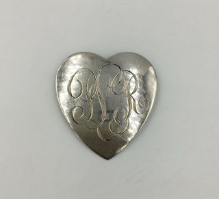 Vintage Napier Heart Sterling Silver Fur Pin