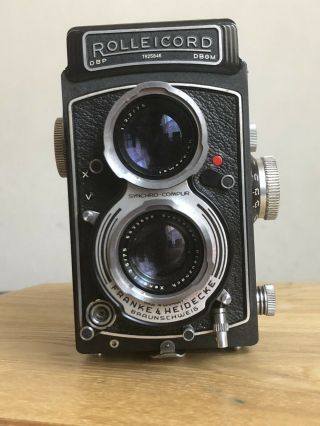 Vintage Rolleicord Tlr Camera Dbp Dbgm Germany W/ Case And Strap/ Lm & Filters