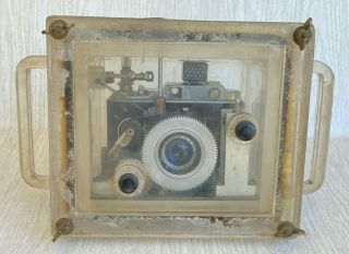 Vintage Underwater Camera Atom 6 In Plexigalss Housing,  Beriter Lens