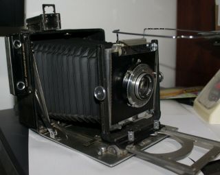 B&j Press Camera,  Burke & James Bellows Film Camera 4x5 " Kodak Lens 127mm