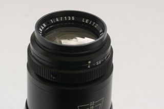 Leitz Wetzlar 135mm f4 Tele - Elmar - M black,  makers clip - on hood (12575) & caps 2