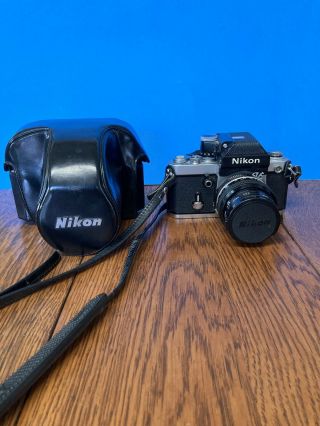 Nikon F2 Photomic Slr Camera Body With Nikkor 50mm 1:1.  4 Nikon Lens & Case