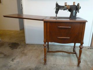 Vintage White Rotary Electric Sewing Machine / Folds Down Into Table