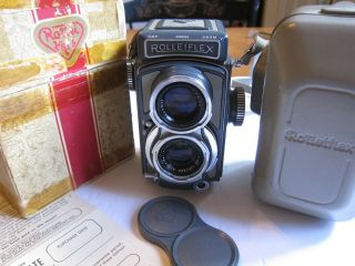Rolleiflex Baby Gray Tlr 4x4,  W/ Schneider Xenar,  Box And Case - Exc/works
