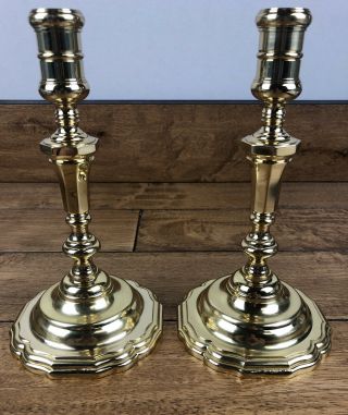Vintage Set Baldwin Solid Brass Candlesticks 8 1/2 Inch Candle Holders