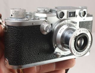 Vintage Leica IIIf 35mm Camera with 5cm Leitz Lens,  Red Synchro - Dial,  Case 1950s 2