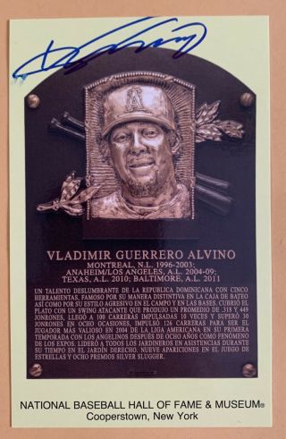 Vladimir Guerrero Autographed Hall Of Fame Plaque Card Mvp Expos Angels