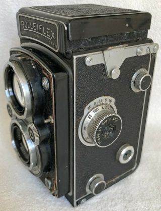 Automatic Rolleiflex (Type 4) Camera w/7.  5cm f3.  5 Xenar Lens and Case c.  1947 3