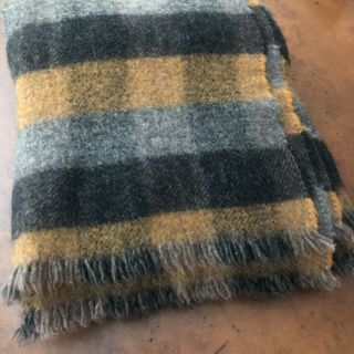 Vintage Scotland Brown Gray Hazeldene Homespun Wool Mohair Fuzzy Blanket 52 X 60